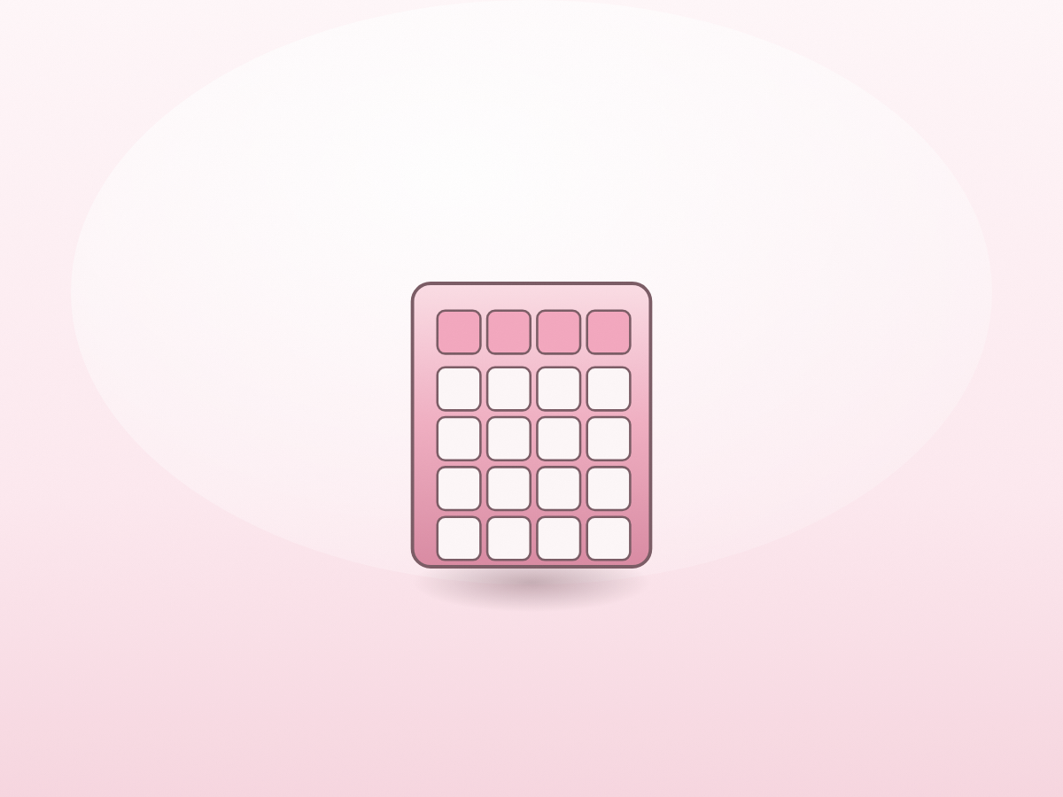 Elevation of the Rosette numpad, four macro keys above a four-by-four block.