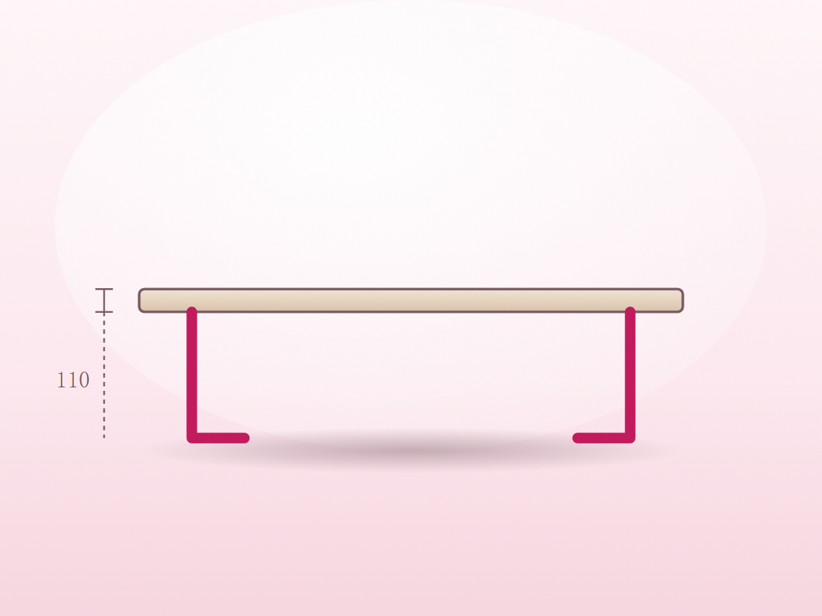 The ash monitor riser on powder-coated steel legs, dimensioned at 110 mm high.